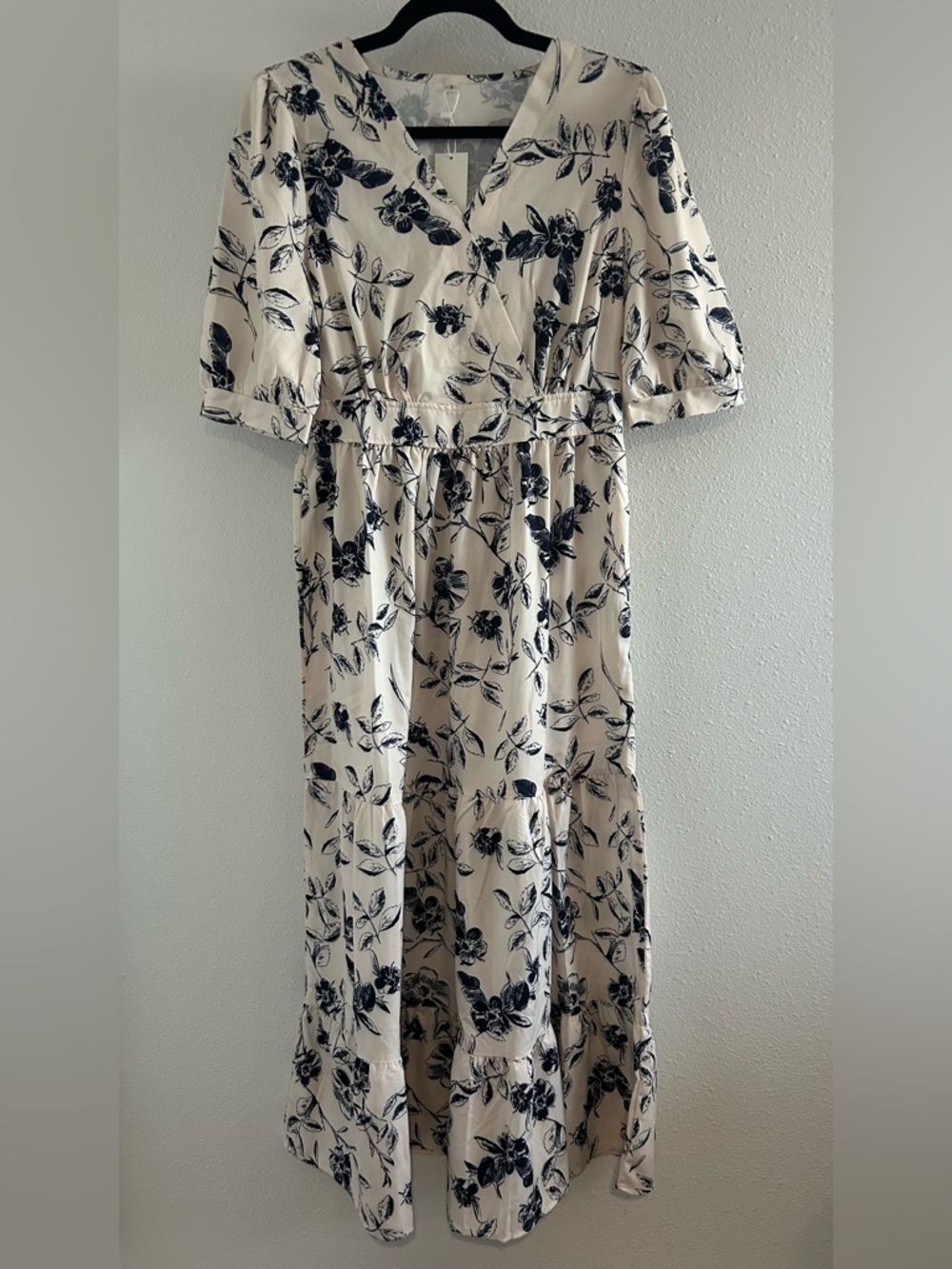 Petallush Cream Maxi Dress with Black Floral Print